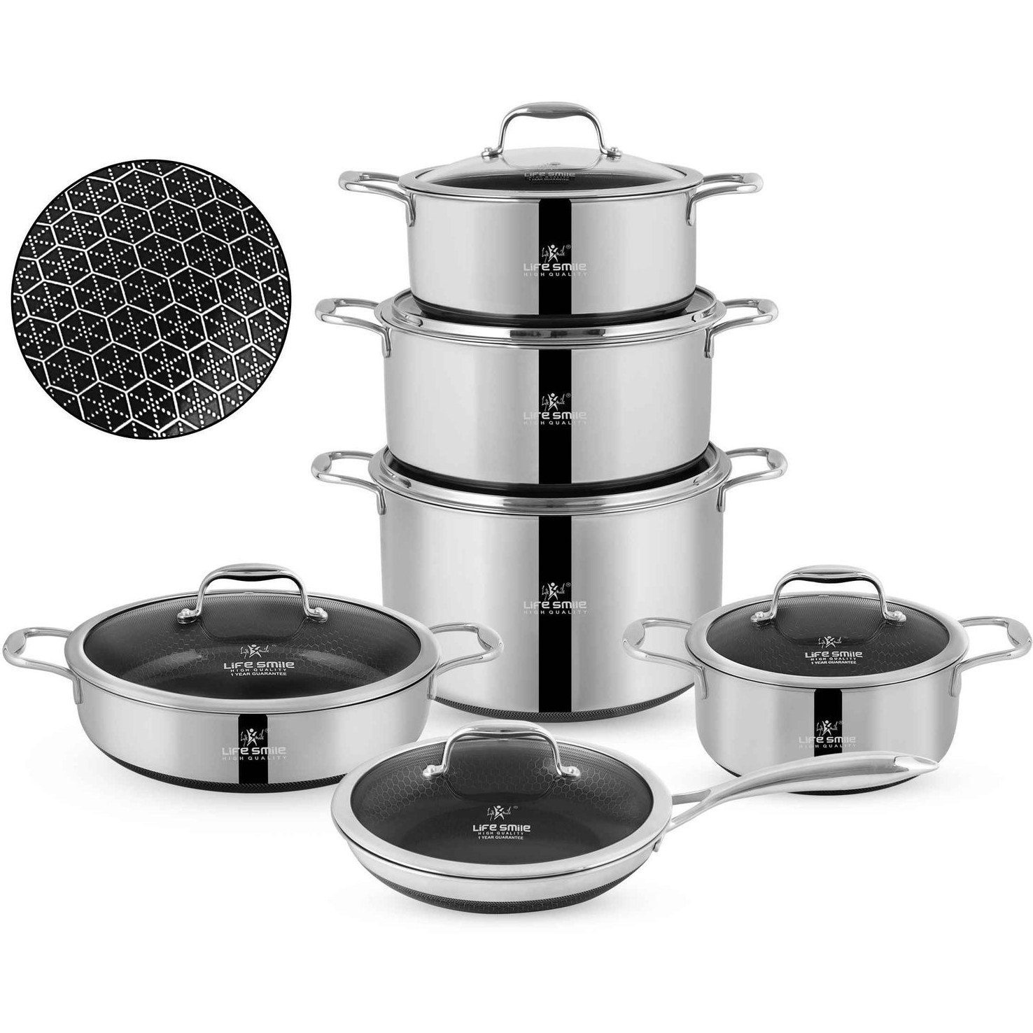 سرویس قابلمه کف لیزری 12 پارچه استیل لایف اسمایل مدل P-18 (اصلی وارداتی)